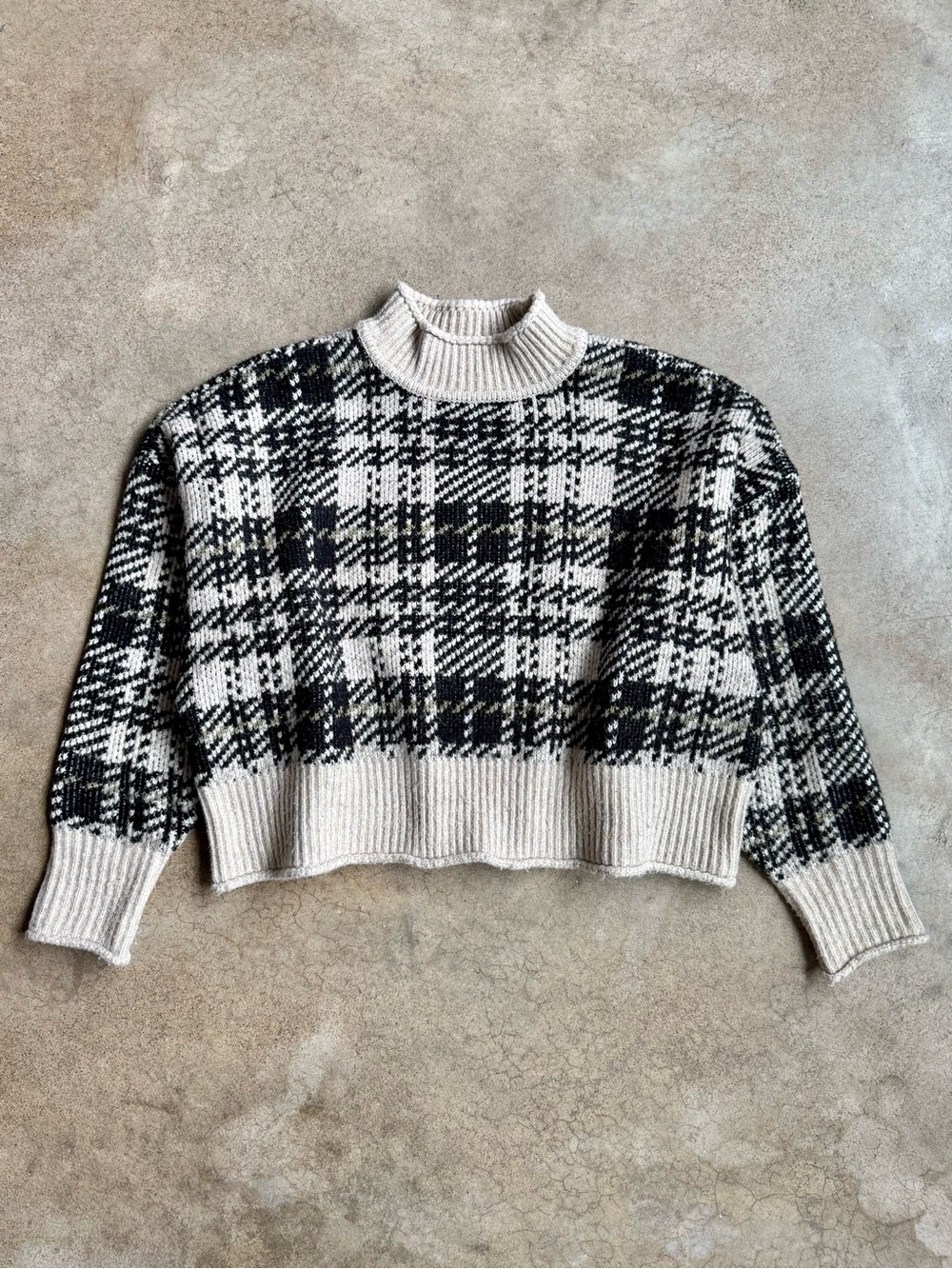 Arizona Plaid Cropped Mock Neck Sweater